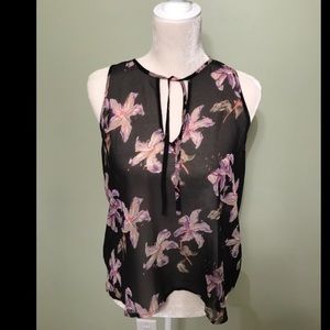 Forever 21 Black Sheer Floral Tank